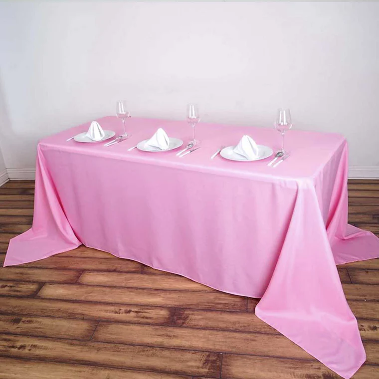Pink - 90x156" Polyester Rectangle Tablecloths Wedding Party Events - $34.88