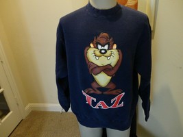 Vtg 1996 Blue Warner Bros Studio Store 90-10 TAZ Crew Sweatshirt FITS Me... - $44.65