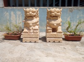 Feng shui Guardian Lion Foodgos Statue Garden Figurines Chinese Fu Dogs - $5,345.00