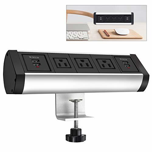 Desk Clamp Power Strip with 4 USB Ports, Removable Mount Tabletop