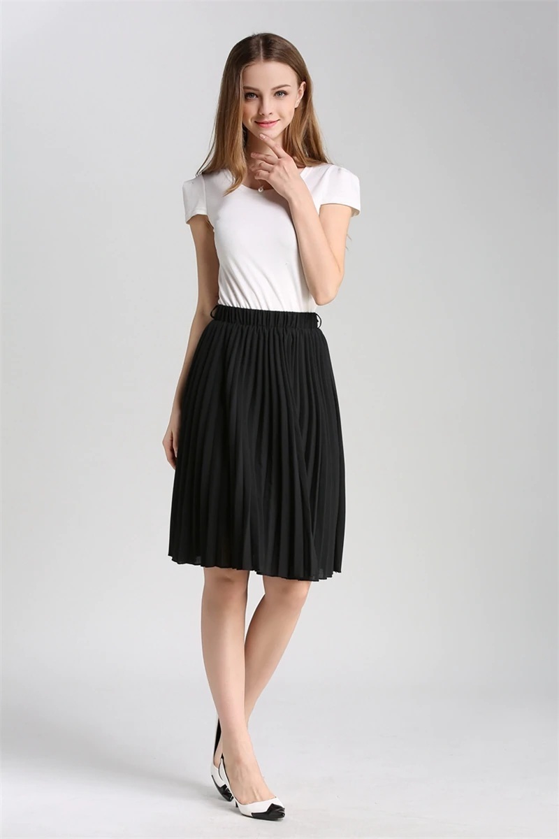 New royal blue knee length high elastic waist pleated