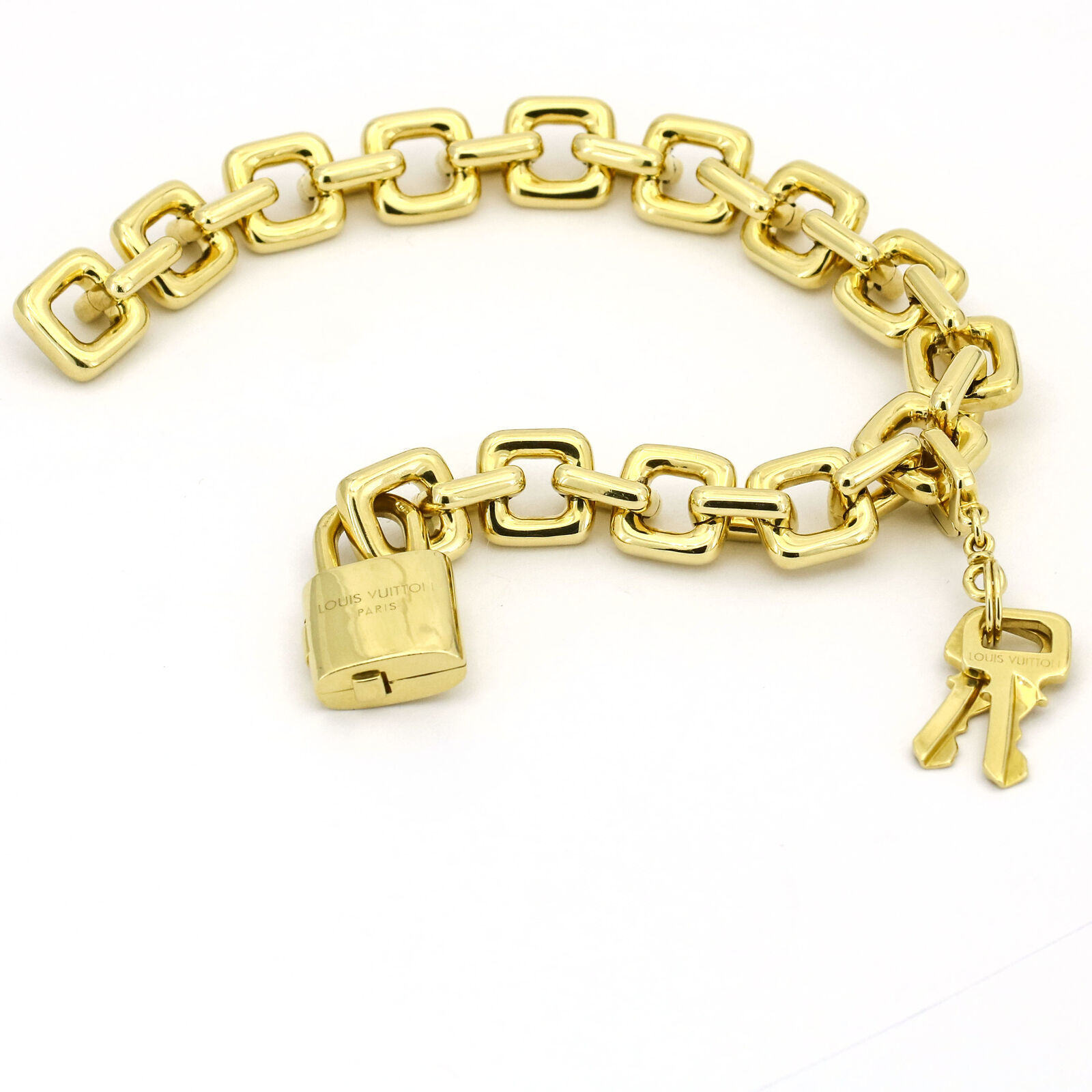 Louis Vuitton Padlock and Keys Charm Bracelet in 18k Yellow Gold with Box - Precious Metal ...
