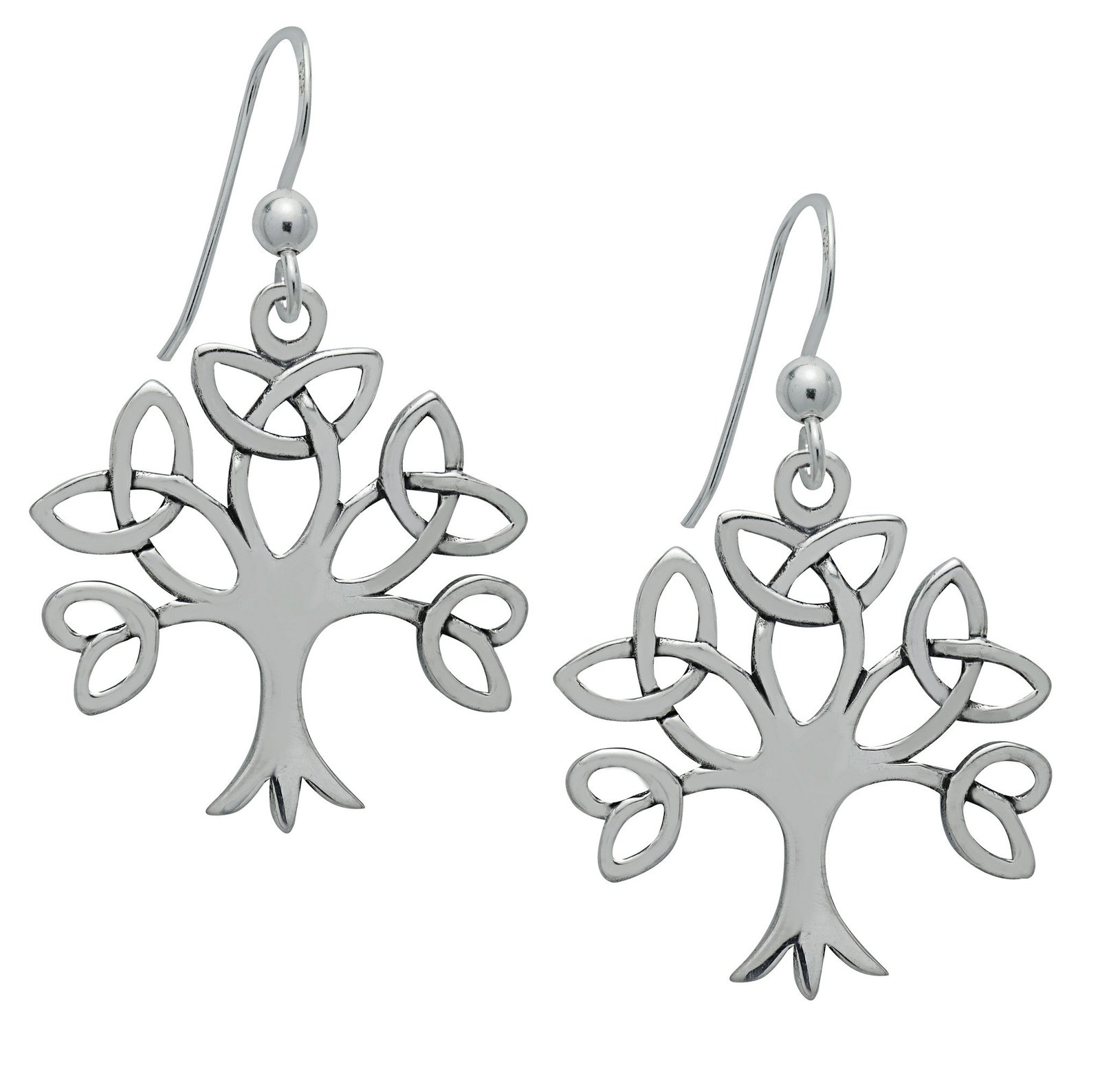 Silver Trinity Tree of Life Earrings SS02