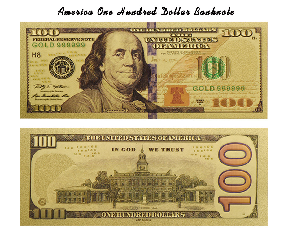 5 PACK - 24K .999 Pure Gold NEW SERIES $100 Dollar Bill Banknote - BU ...