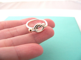Tiffany &amp; Co Silver 18K Gold Love Knot Ring Band Sz 5.75 Gift love State... - $268.00