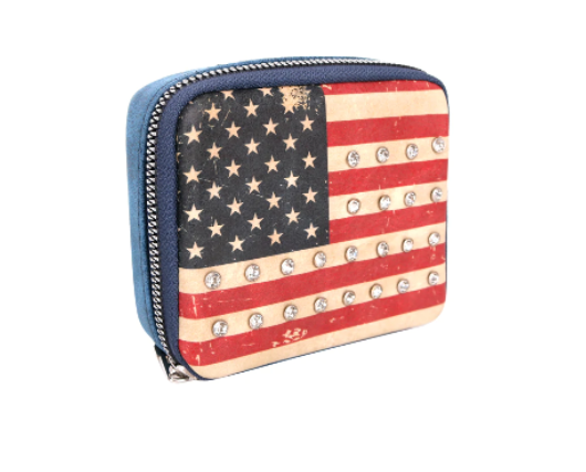 American Flag Pill Box 8 sections Montana West Vegan Leather