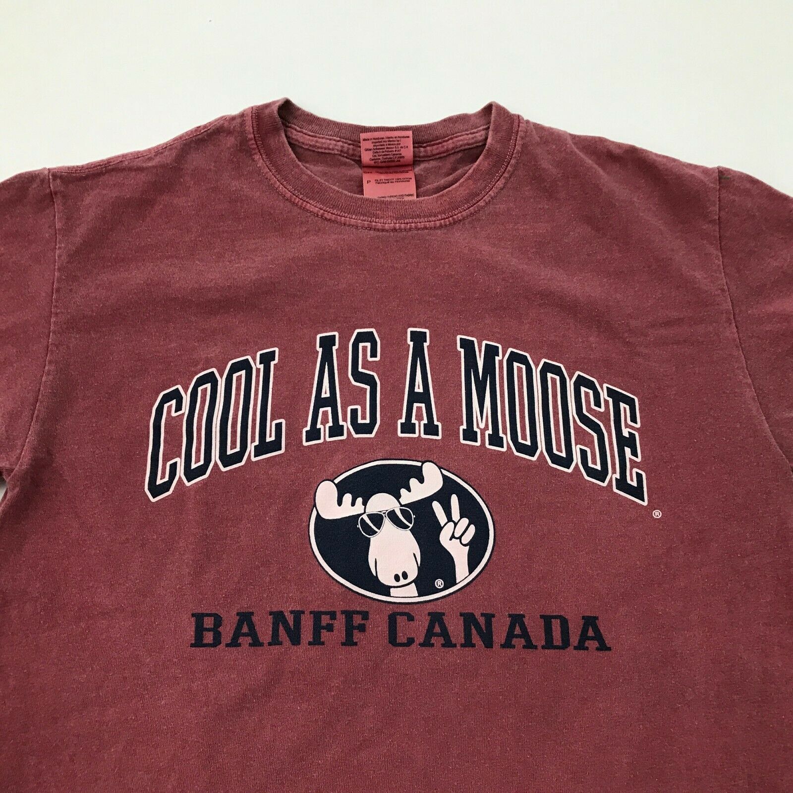 VINTAGE Banff Canada Shirt S Small Red T-shirt COOL AS A MOOSE Animal ...