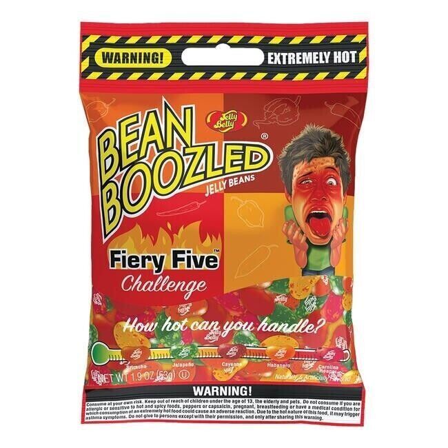 Jelly Belly Bean Boozled Fiery Five Bag 1.9 oz Carolina Reaper Habanero
