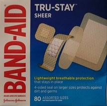 Band-Aid Tru-Stay Sheer Strips Adhesive Bandages Assorted Sizes 80 Ct/Box - $5.93