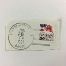 Vintage Stamp June 6, 1991 USED Flag & Mount Rushmore  Morrowville, Kansas  - $4.70