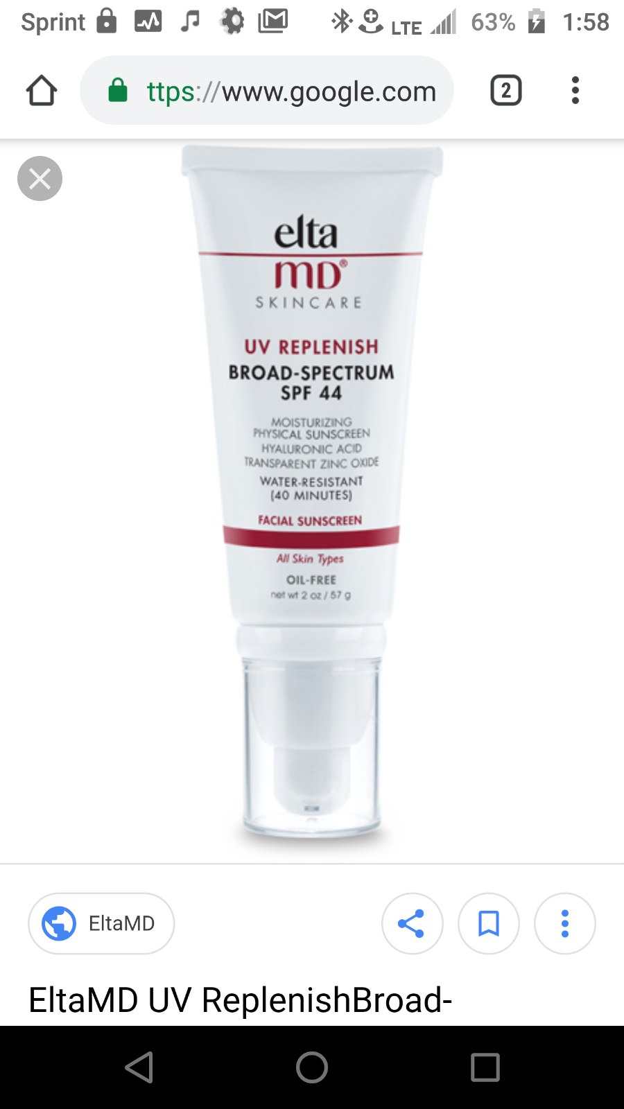 ELTA MD UV REPLENISH SPF 44 NON TINTED SEALED SAME AS ELEMENTS 44 BUT NOT TINTED Sunscreen