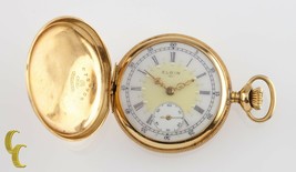 Elgin Antique Mini Hunter 18K Yellow Gold Pocket Watch Gr 208 Size 0 7 J... - $3,878.46