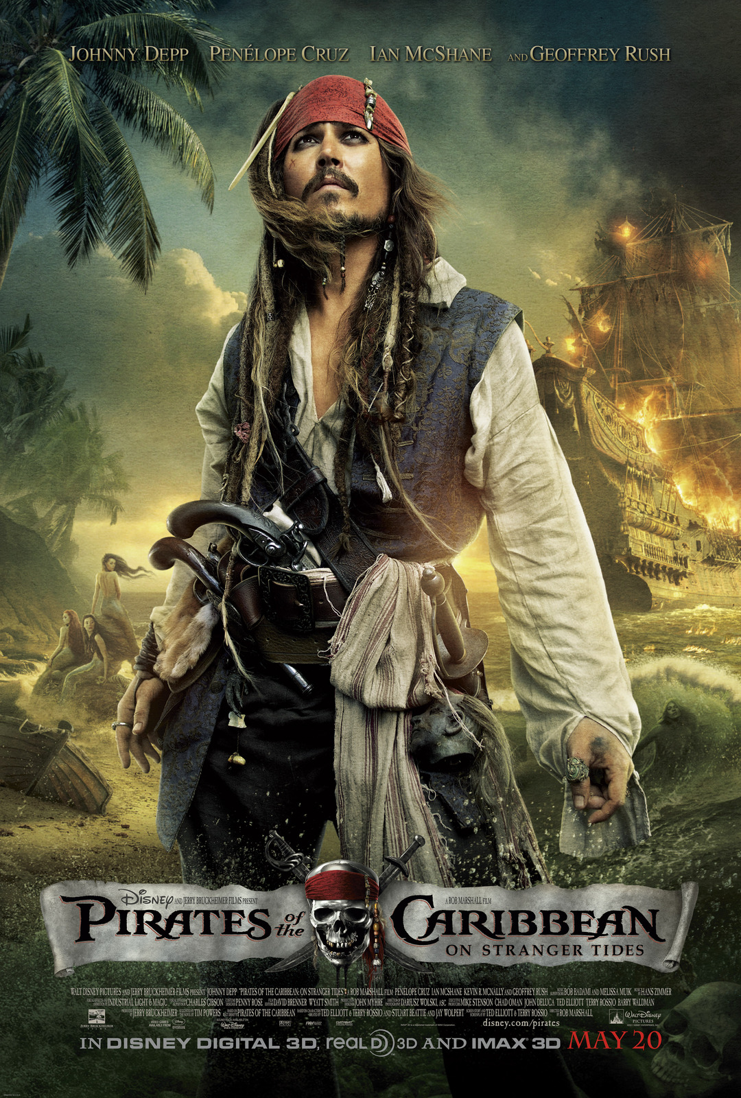 Pirates of the Caribbean On Stranger Tides Movie Poste Art Film Print Size 24x36