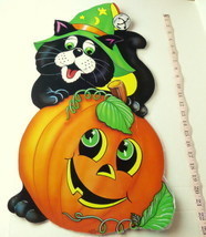 Party Time Vintage Jack O Lantern Pumpkin Black Cat Poster 1985 USA Deco... - £9.53 GBP