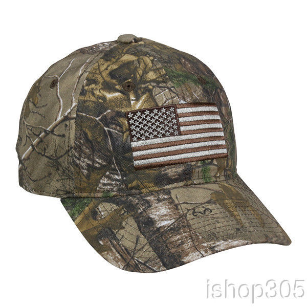 Realtree US Flag Hat Outdoor Hunting Cap Tactical Camouflage USA Hat ...