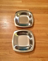 Set of 2 60s MCM Stelton of Denmark stainless steel square low profile bowls