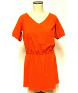 J Crew Women&#39;s S Peplum Top Orange Tunic Mini Dress Puff Sleeve Crepe Te... - $24.75