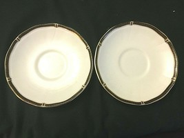 Wedgwood Bone China Windsor Black Pattern 6" Saucer Plates (2) Pristine - $19.00