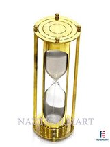 NauticalMart Vintage Nautical Hourglass Brass Glass White Sand Timer