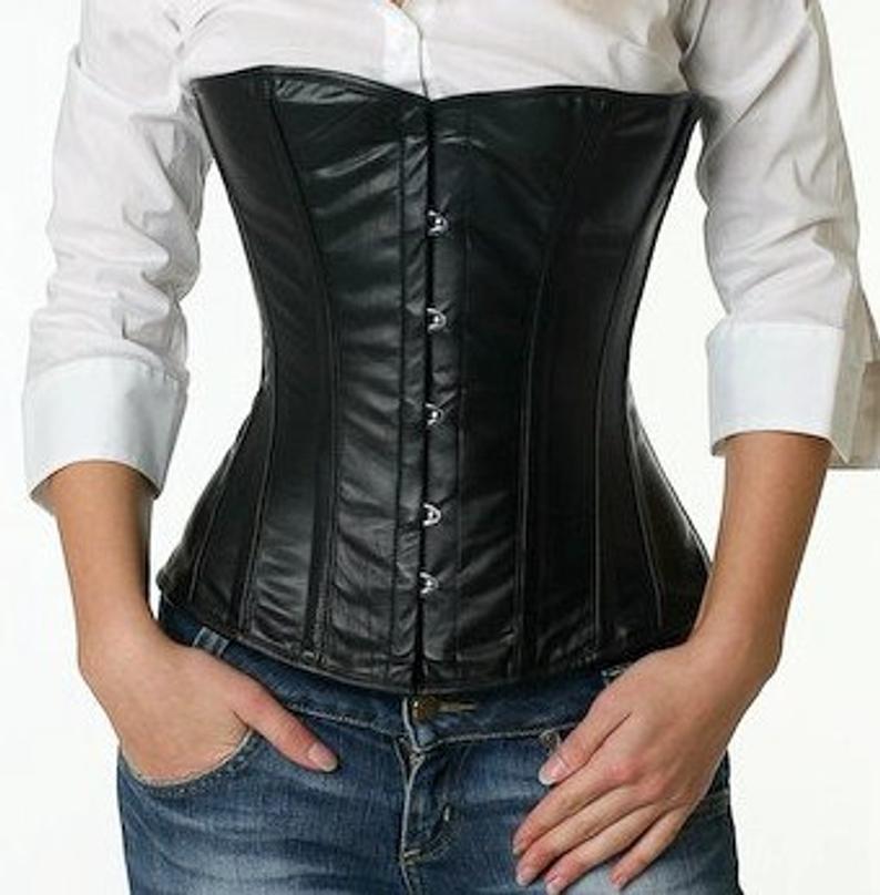 Pink Genuine Leather Lace Up Steel Boned HalfBust Corset Bustier Top