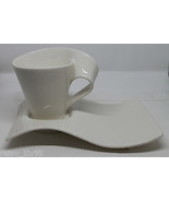 Villeroy and Boch New Wave Caffe Porcelain White Coffee Mug Cup Snack Pl... - $56.44