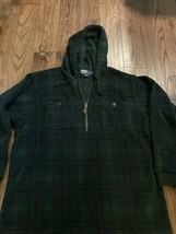 Polo by Ralph Lauren Hooded Fleece Pullover Plaid 1/2 Zip Men's  size Large - $38.48