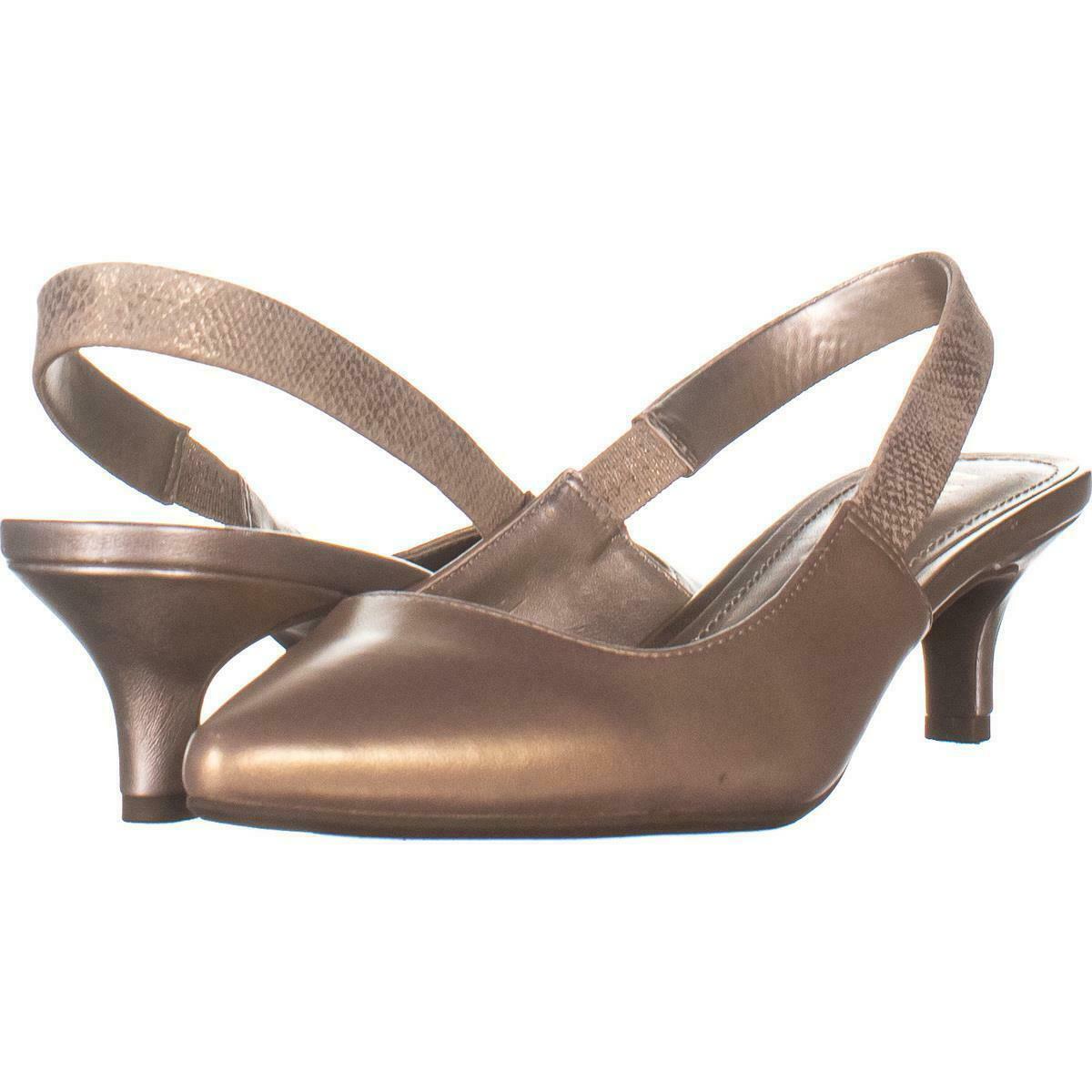 Anne Klein Aileen Slingback Pumps 854, Natural Leather, 6.5 US - Heels