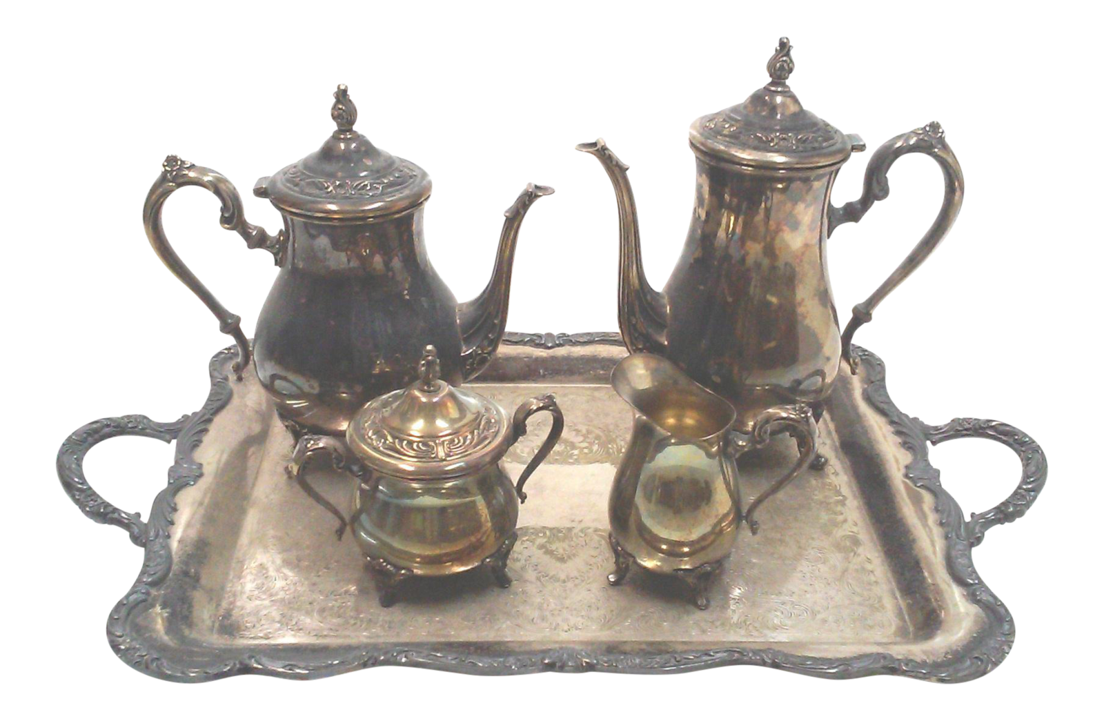 Vintage Rogers Silverplate Coffee and Tea Service with Tray 1950s