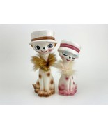 Vintage Furry Long Neck Siamese Cat Figurines | Ceramic Anthropomorphic Cats  - $130.00