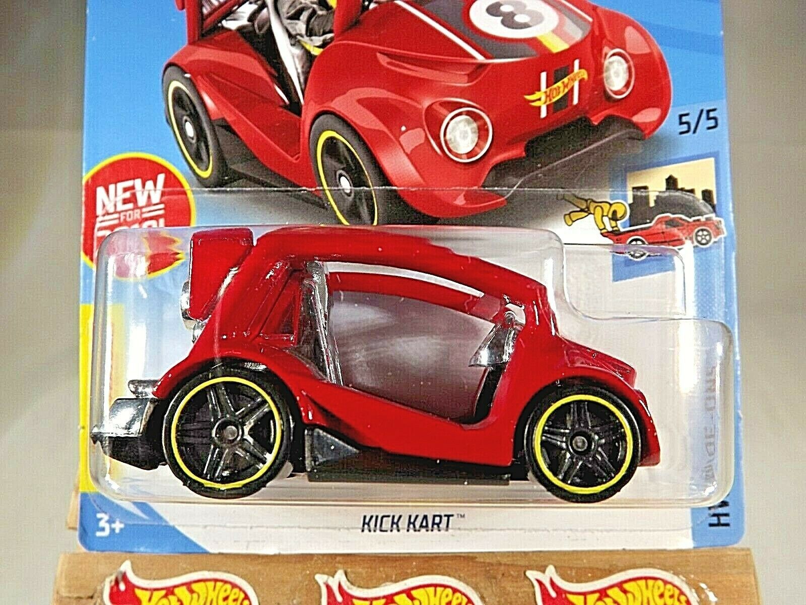 2018 Hot Wheels 197 HW RideOns 5/5 KICK KART Red w/Black Pr5 Spoke