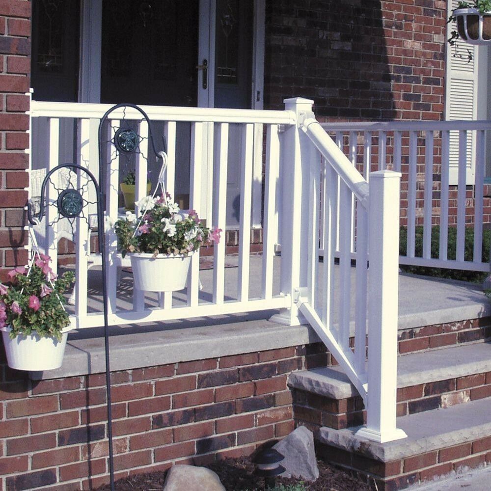 Durable Handrail Stair Railing Kit Traditional Veranda Vinyl Porch Deck 