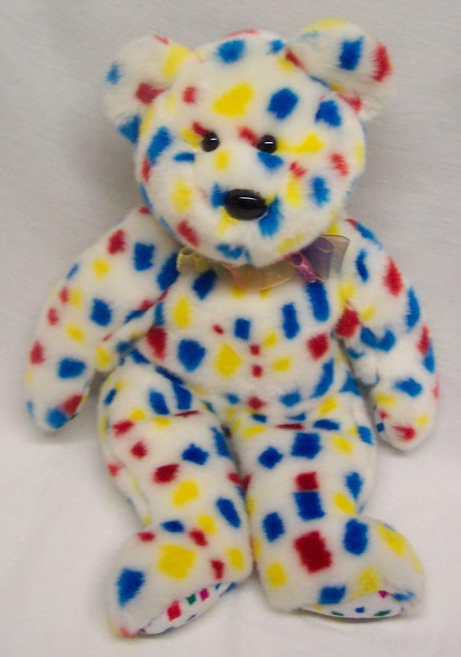 TY Beanie Buddy 1999 MULTI-COLORED POLKA DOT TEDDY BEAR 13