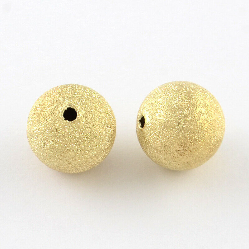20 Brass Metal Beads 6mm Round Stardust Gold Tone Sparkly Jewelry Making Set