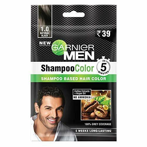 Garnier Men Shampoo Color Shade 1 Natural Black, 10ml+10ml (Pack of 1)