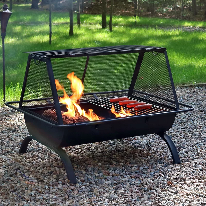 Fire Pit Grill With Spark Screen Fire Pits