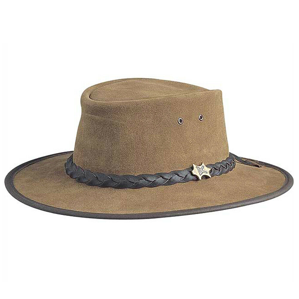 Med Conner Hats Mens Bush Walker Suede Australian Leather Hat Bark ...