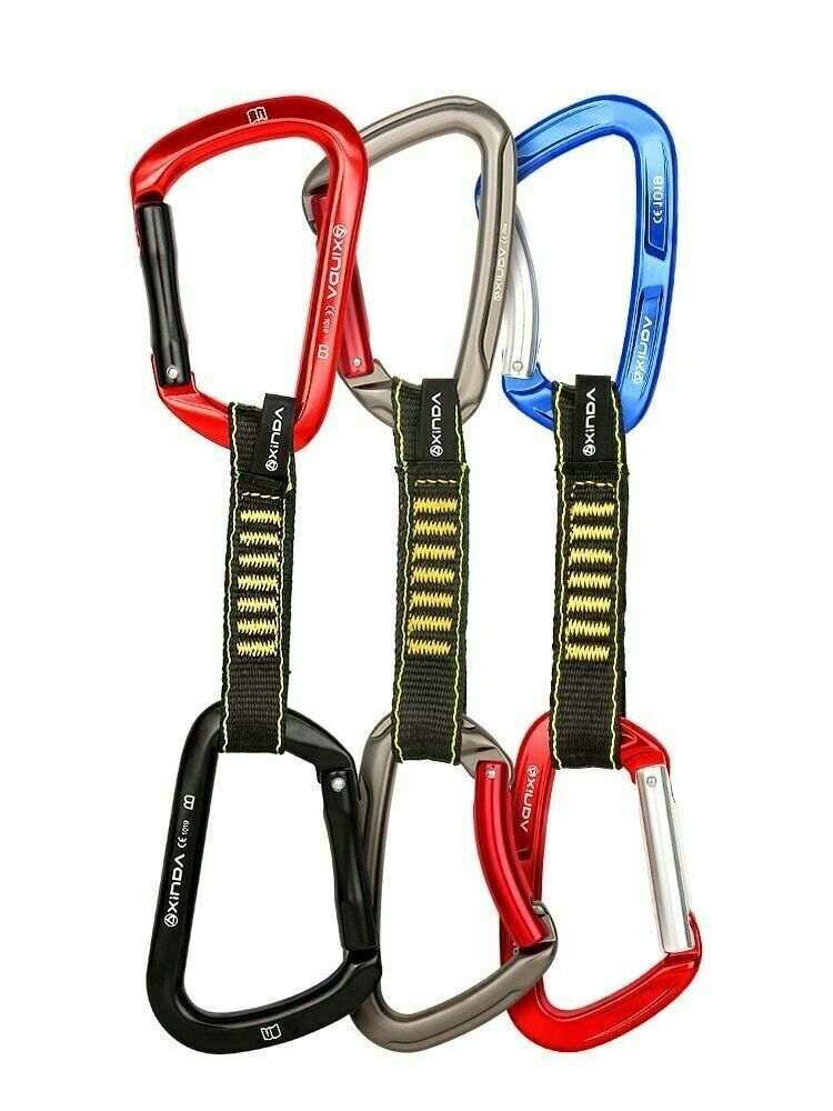 Rock Climbing Quickdraw Sling Professional Safety Lock Extenders Carabiner Kits