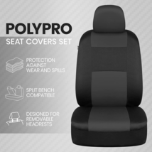 Polypro Car Seat Covers Full Set in Charcoal on Black – Front and Rear Split Ben image 2