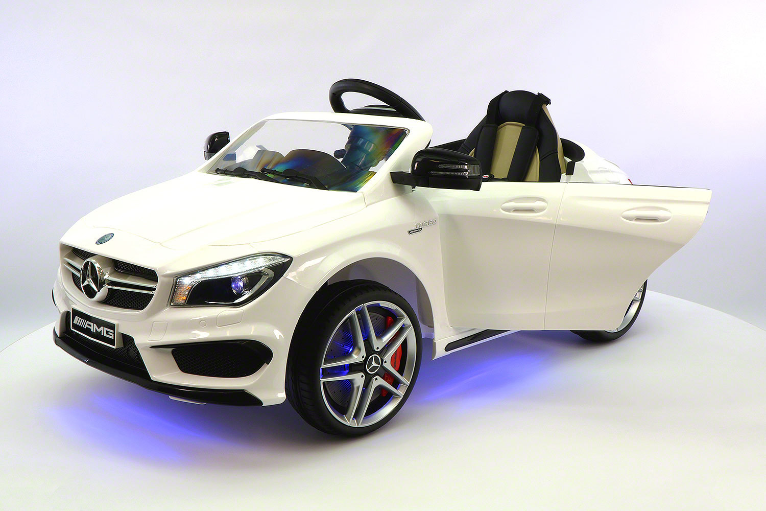 2020 Mercedes CLA45 Kids Ride On Car Toy Leather MP3 USB Rubber LED R/C | White