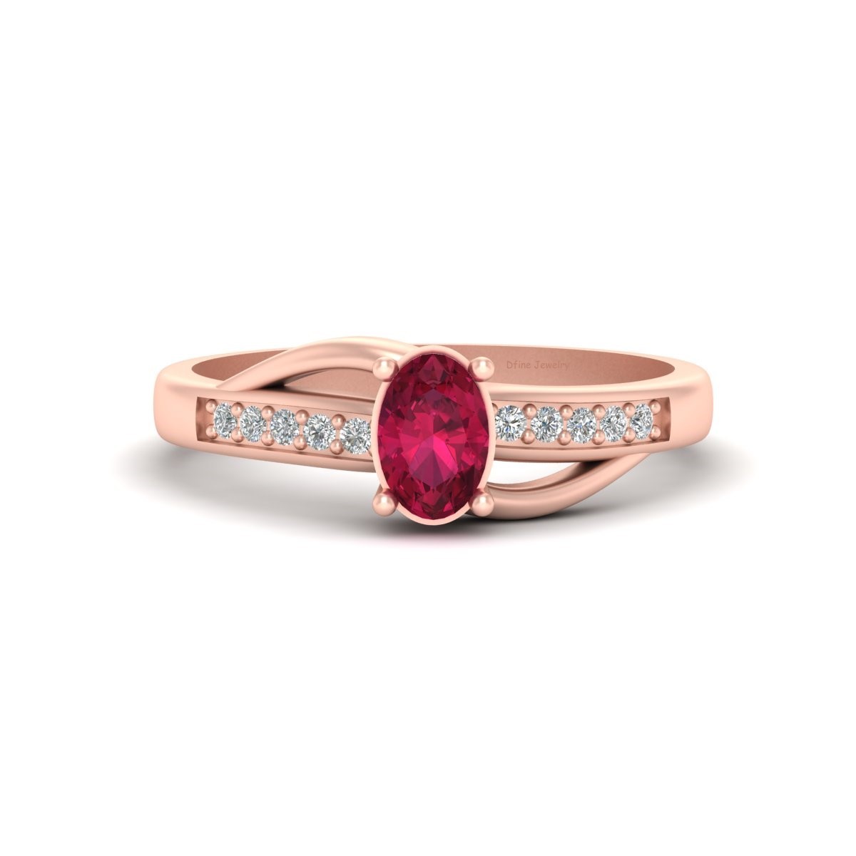 Oval Cut Pink Ruby Bridal Wedding Ring Jewelry Diamond Promise Ring Gift For Her