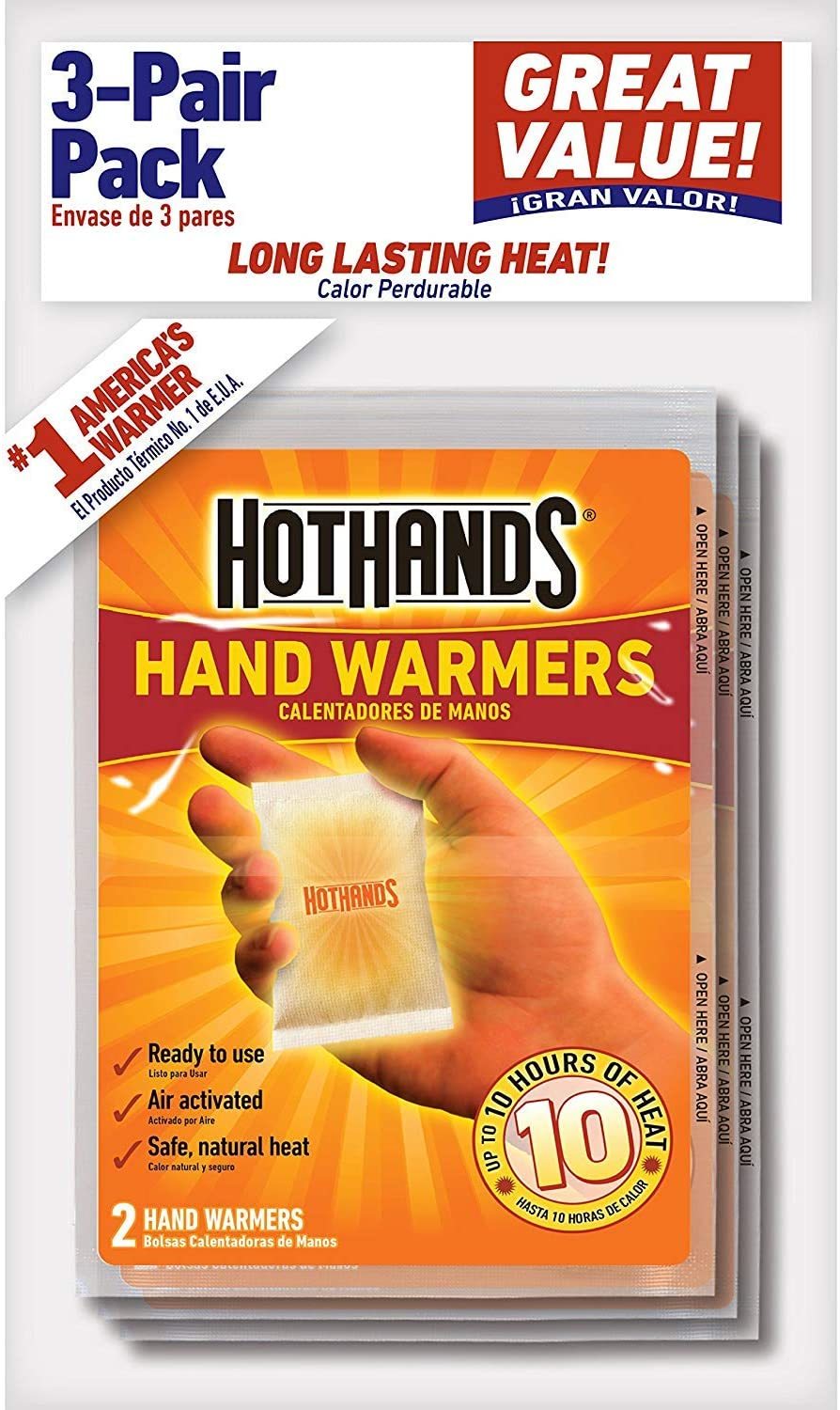 Hot Hands Hand Warmer 3 Pair Pack Accessories