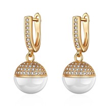 Classic Ball Ceramic Drop Earrings Copper Plated Gold  Korean Earrings For Women - $11.97