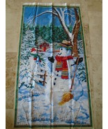 1 panel SNOW DAY John Sloane Wilmington Fabrics 2 snowman scene cabin - $9.99