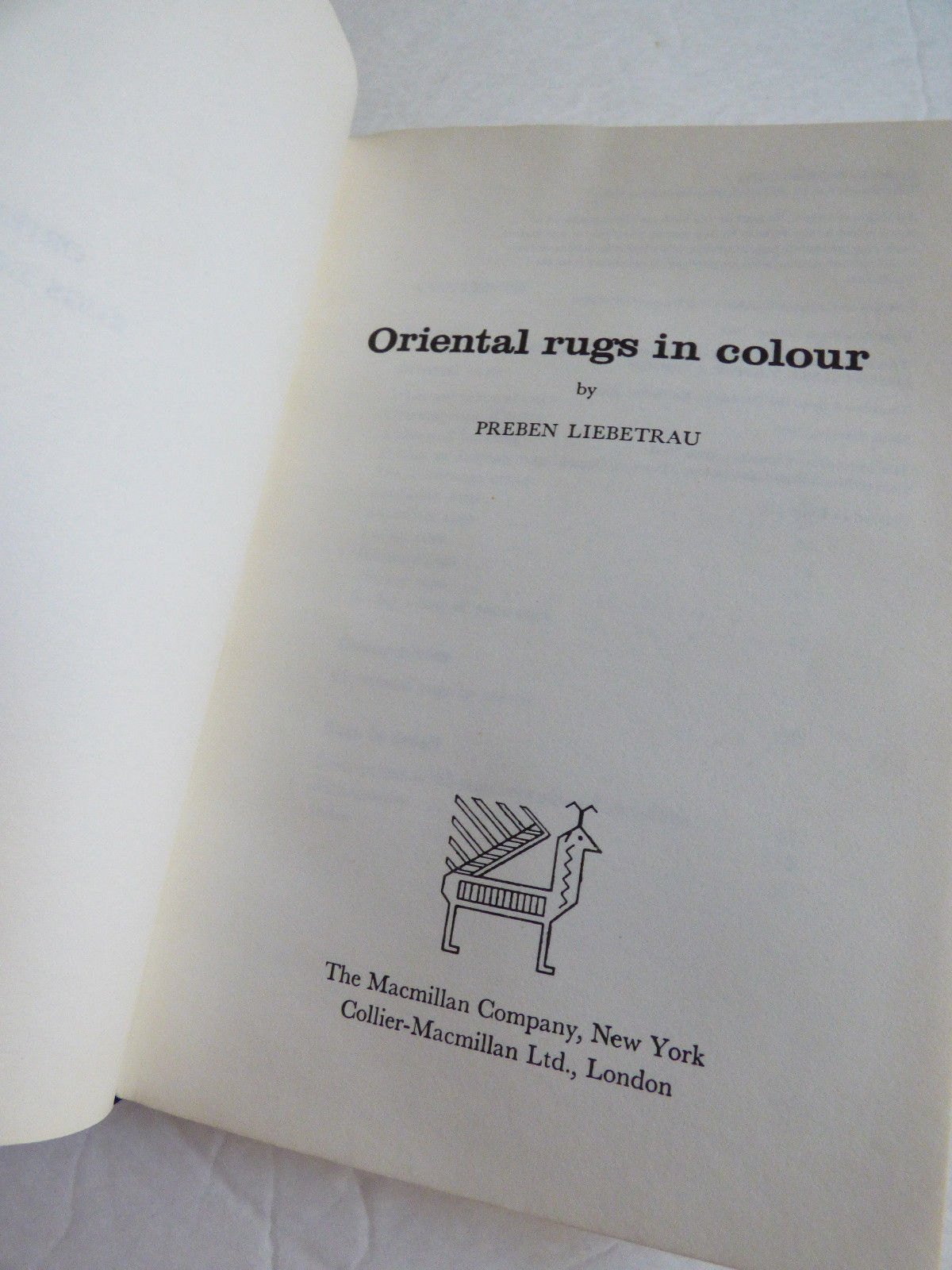 ORIENTAL RUGS IN COLOUR Liebetrau Preben Book 1963 & Newspaper cutouts