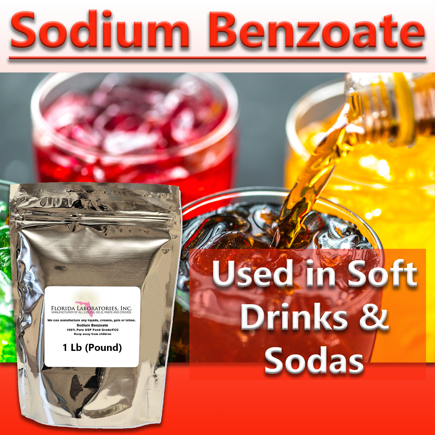 Sodium Benzoate, 1 Lb (Pound), 100 Food Grade Safe, Preservative