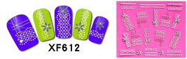 Nail Art 3D Stickers Stones Design Decoration Tips Flowers White Black XF612 - $2.89
