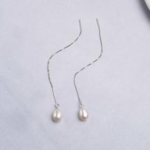 ASHIQI 925 Silver Long Chain Earring Pendants For Women Natural Freshwater   Jew - $19.53