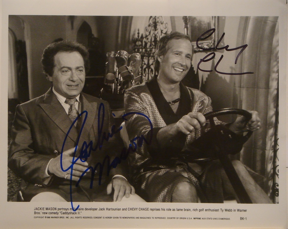 CADDYSHACK II Cast Signed Photo x2 Chevy Chase, Jackie Mason w/coa