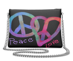 Peace And Love Abstract Art Leather Chainstrap Shoulder Bag Handbag Purs... - $120.00