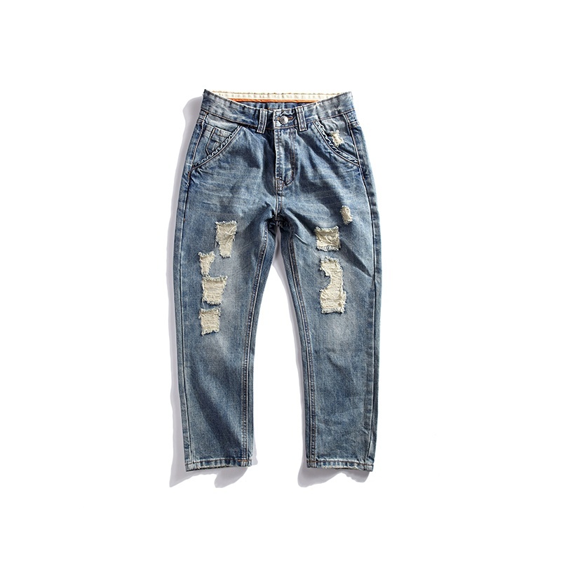 2021 Haren all-match washing big hole men hanging crotch pants baggy jeans jeans